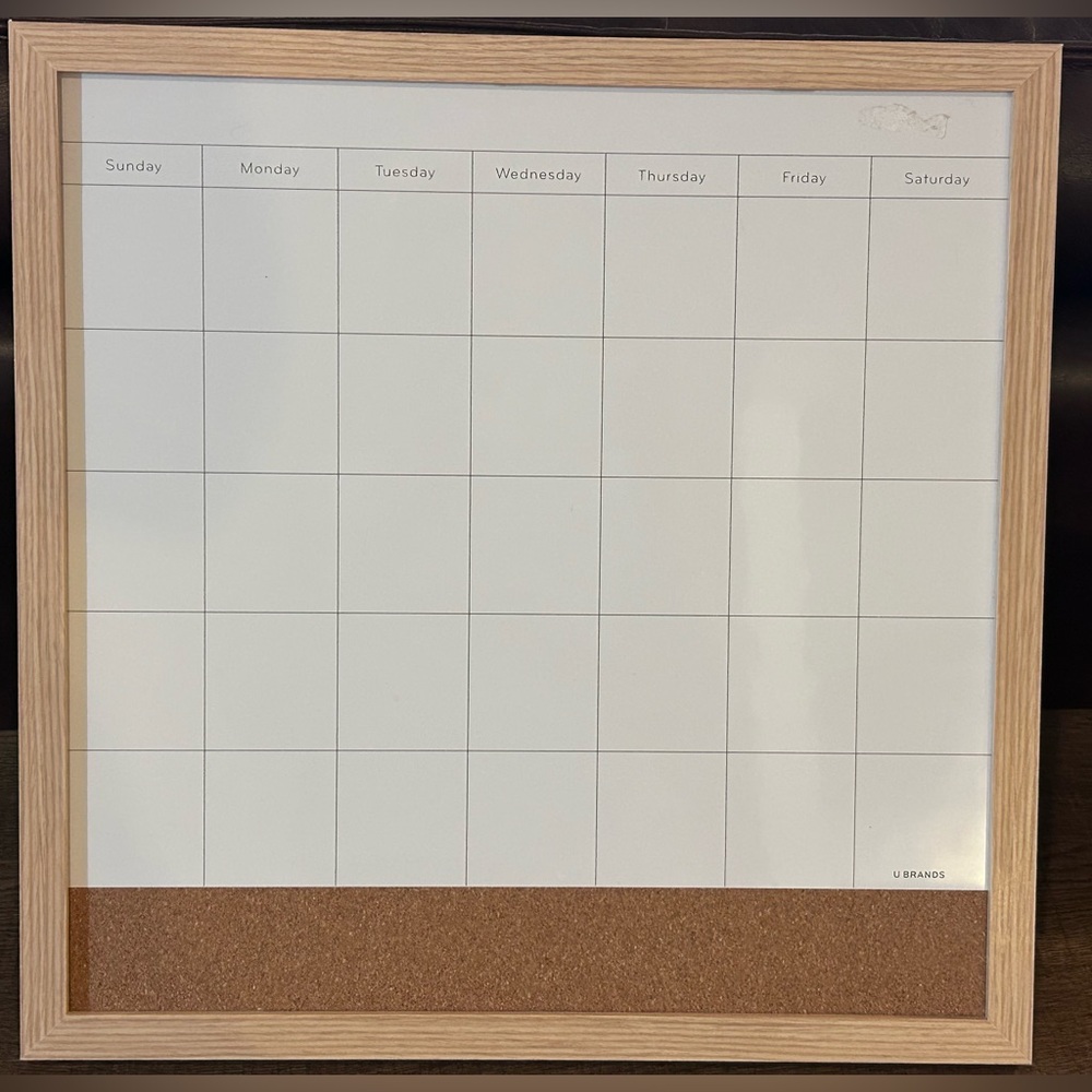UBrands Framed Cork & Dry-Erase Calendar Board